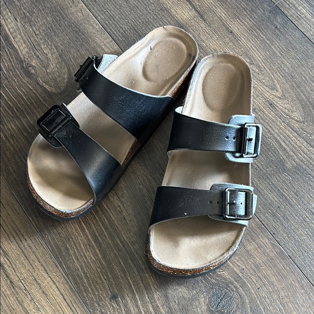 Madden Girl Black Double Strap Sandals